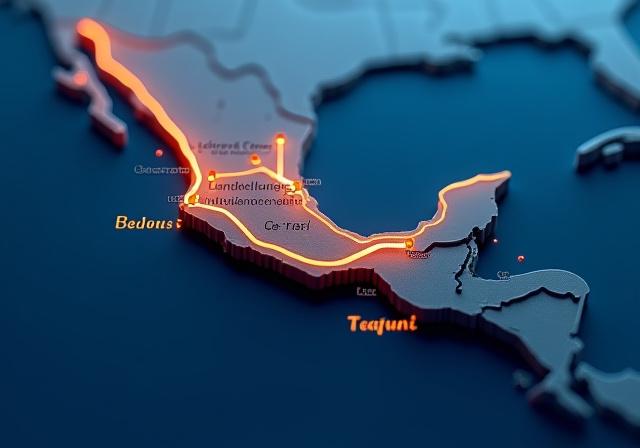 Map of specialized U.S. and Mexico trade corridors and industrial hubs