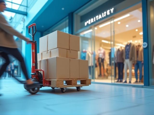 Inventory replenishment arriving at a modern storefront