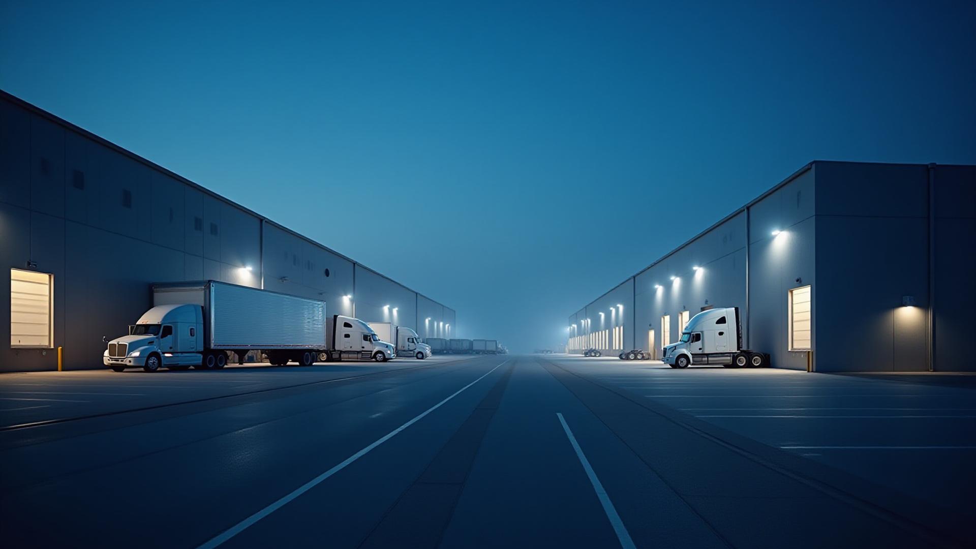 Modern industrial manufacturing complex with logistics staging area